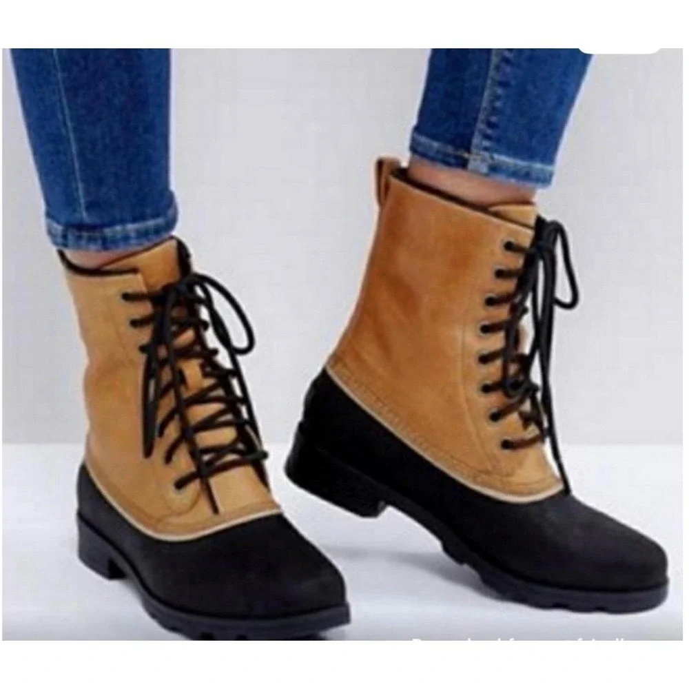 Sorel Emelie 1964 Winter Waterproof boots Womens 6.5 Tan Black Utility‎ Gorpcore